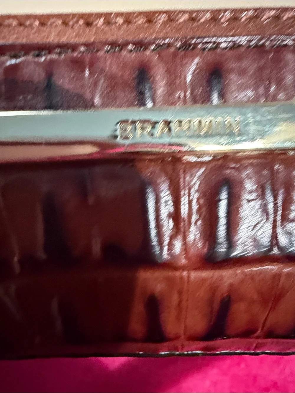 Brahmin Cream Satchel with Brown Croc Trim and Handles